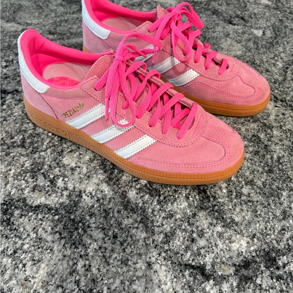 Adidas Women's Pink and White Spezial Sneakers- worn 2 times